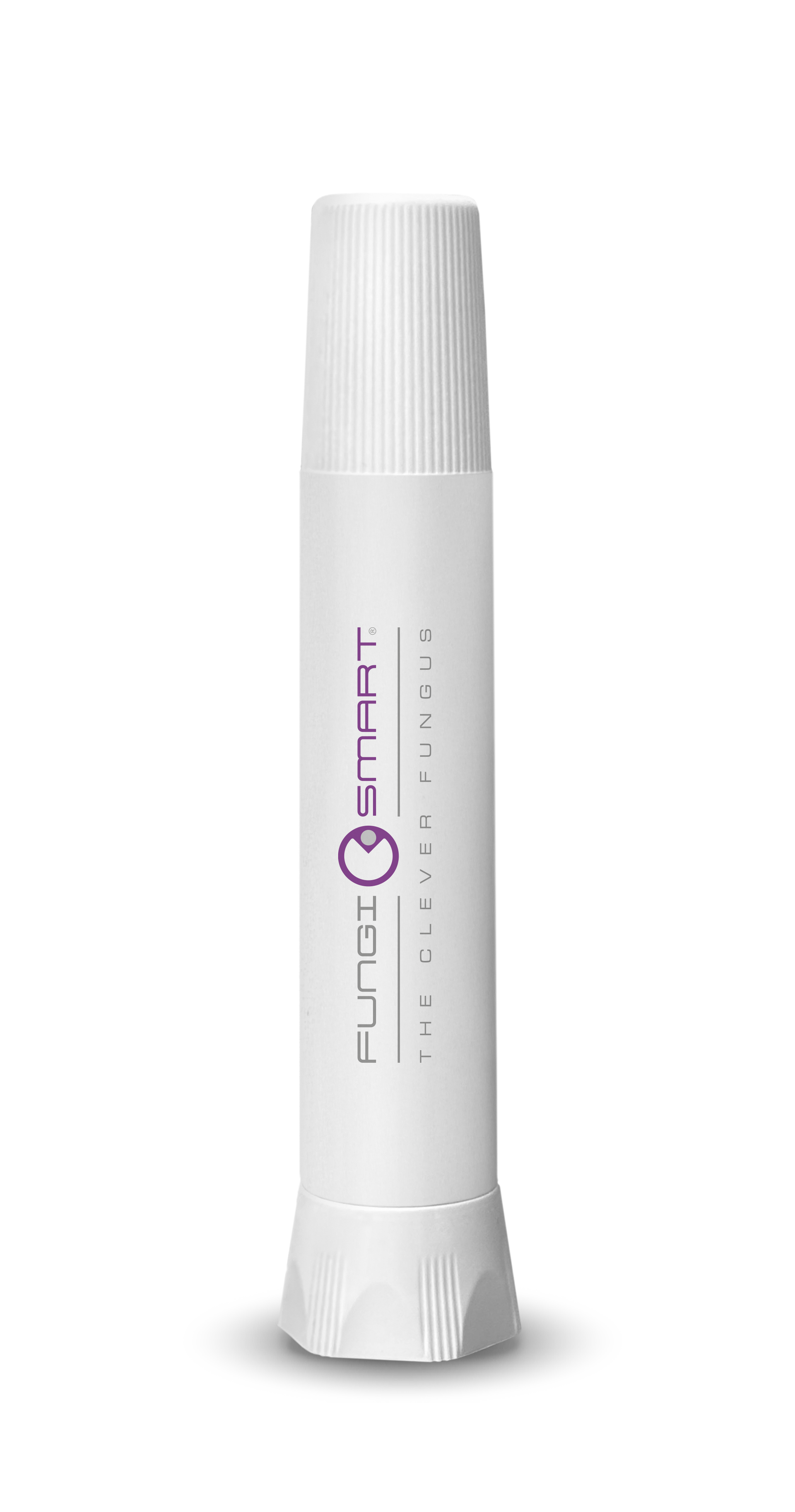Een witte lijmstift met een paars