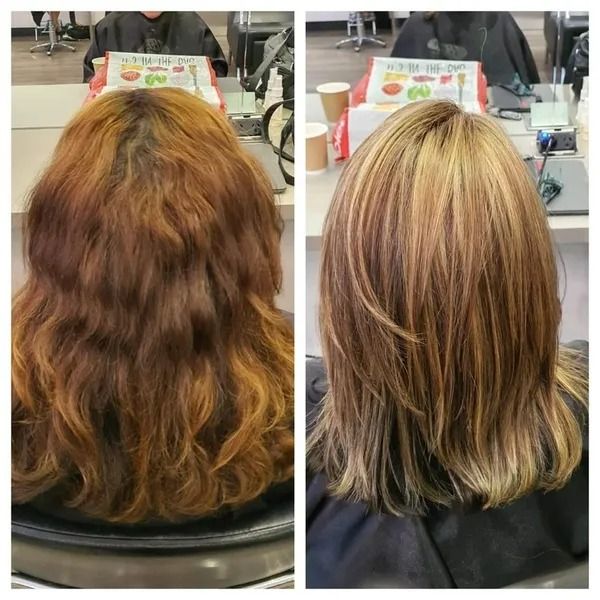Auburn Hair Transformed Into Layered Shoulder — Artistry Of Hair in Redlynch, QLD