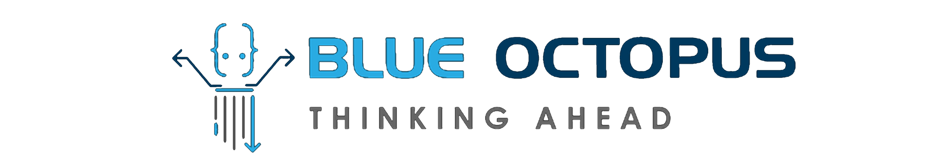 A blue octopus logo that says blue octopus thinking ahead