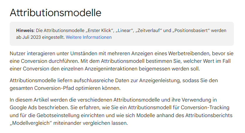 Bild von einem Abschnitt zu den Attributionsmodellen