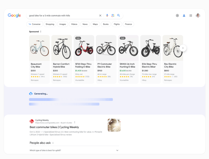Bildausschnitt von der Google Suchmaschine mit gesponserter Werbung