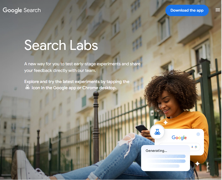 Ausschnitt von Google über Search Labs