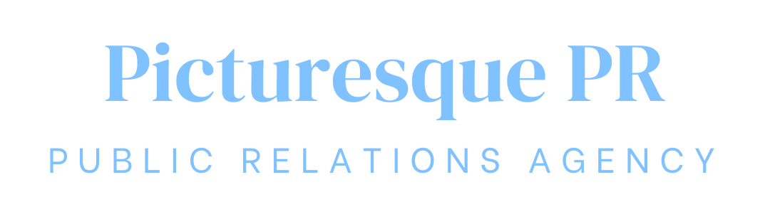 Light blue Picturesque PR logo with “PUBLIC RELATIONS AGENCY” beneath it