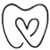 A black line drawing of a tooth with a heart shape incorporated into the center.