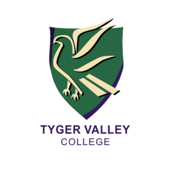 Tyger Valley College logo with a stylized green bird and purple text on a white background