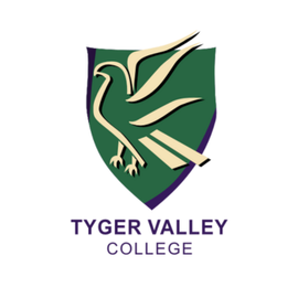 Tyger Valley College logo with a stylized green bird and purple text on a white background