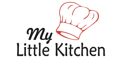 My Little Kitchen logo with a red chef hat and black text