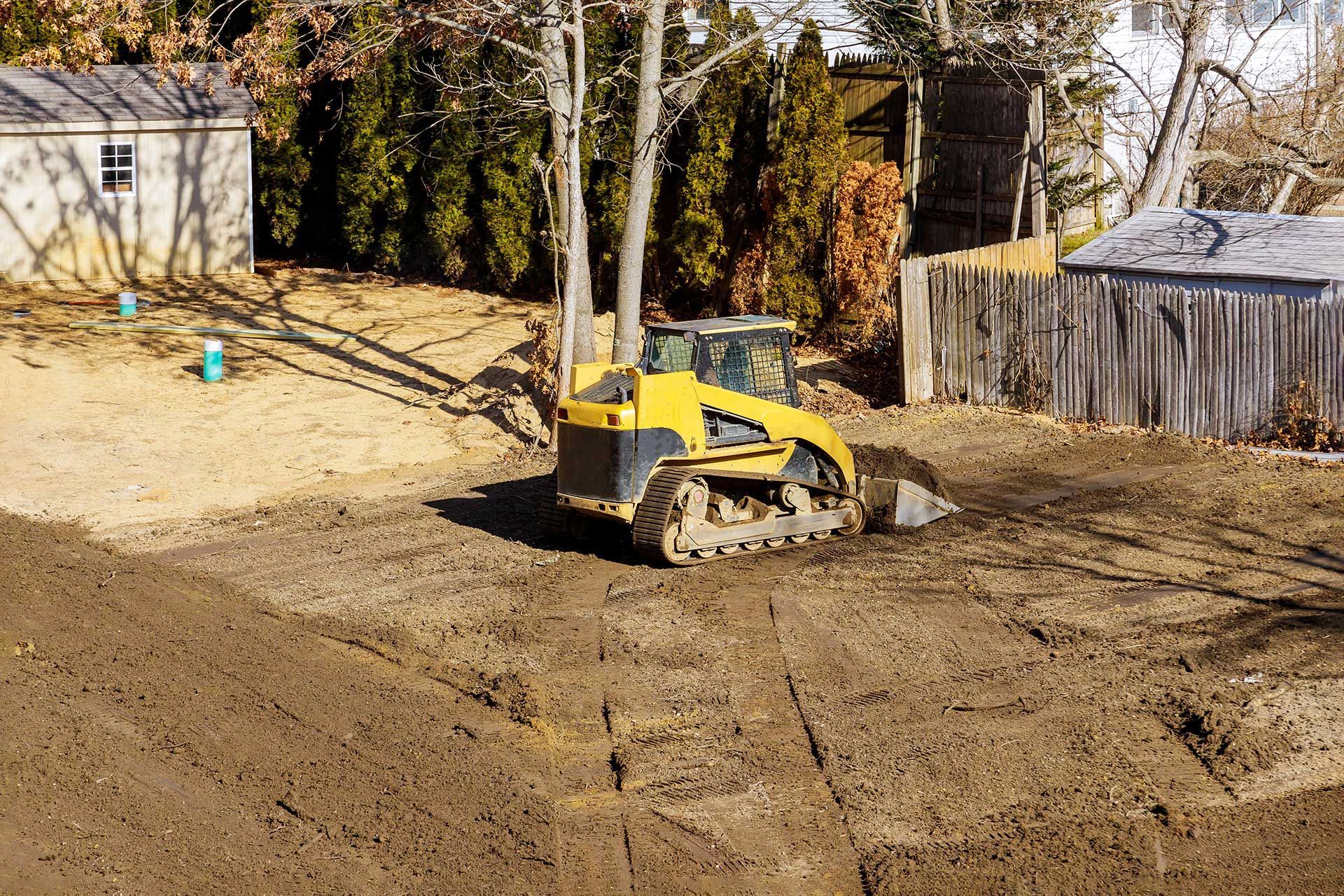 leveling ground at construction site