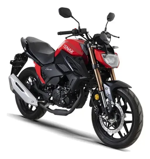 Motocicleta deportiva roja y negra sobre un fondo blanco.