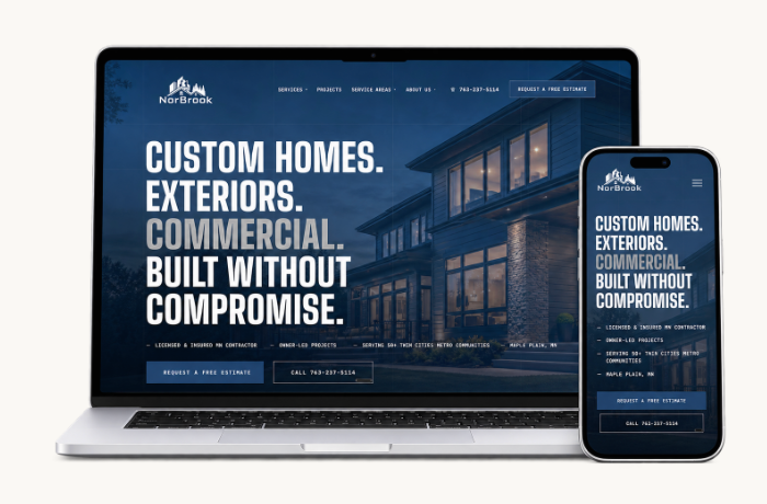 Norbrook Construction website designed by Contractor Marko