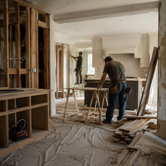 Remodeling contractor renovating a home interior
