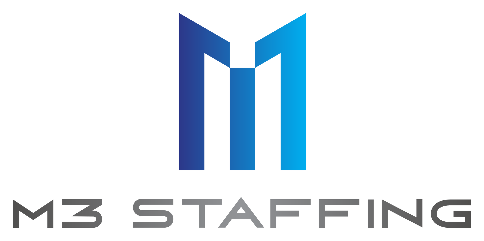 M3 Staffing logo with a blue stylized “M” above gray text.