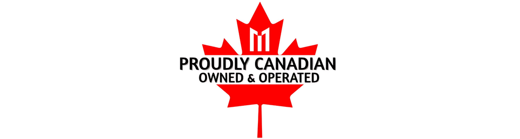 Proudly Canadian logo with red maple leaf and text “Proudly Canadian Owned & Operated”