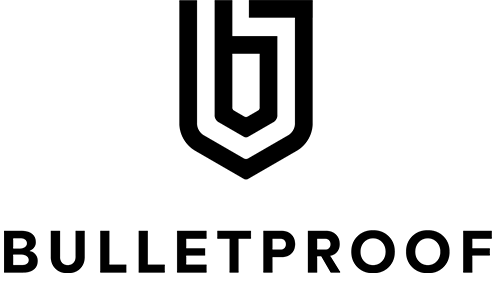 Bulletproof logo: stylized shield with the letter