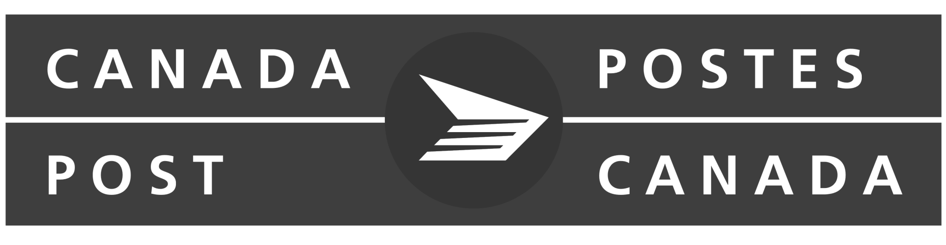 Canada Post logo in white on a dark gray background.