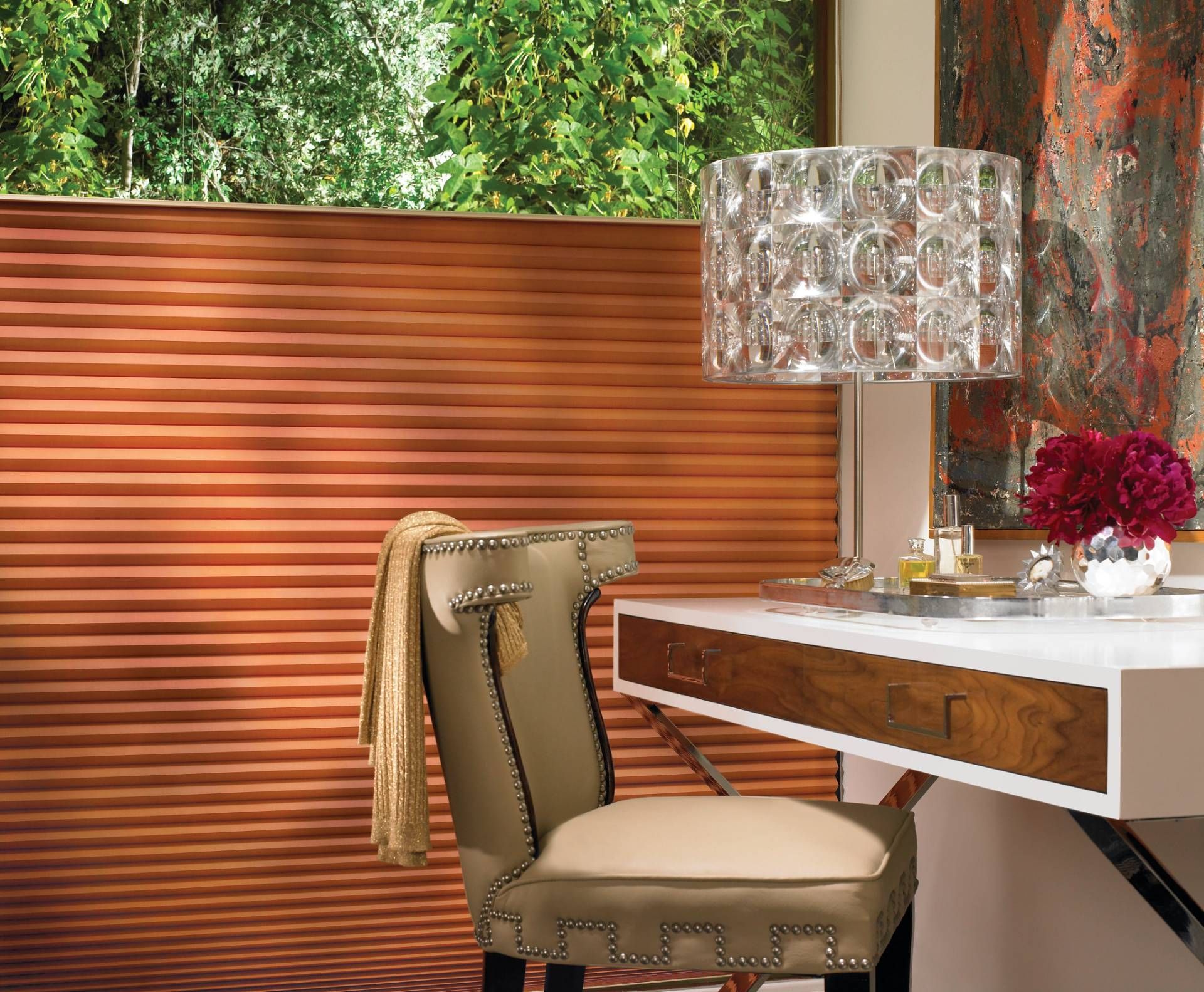 Hunter Douglas Duette® Cellular Shades in a modern home office