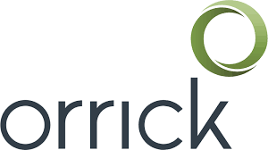 A logo for a company called orrick with a green circle in the middle.