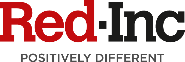 The red inc logo is red and black and says positively different.