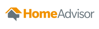 HomeAdvisor logo: orange house icon with a gray speech bubble and text.