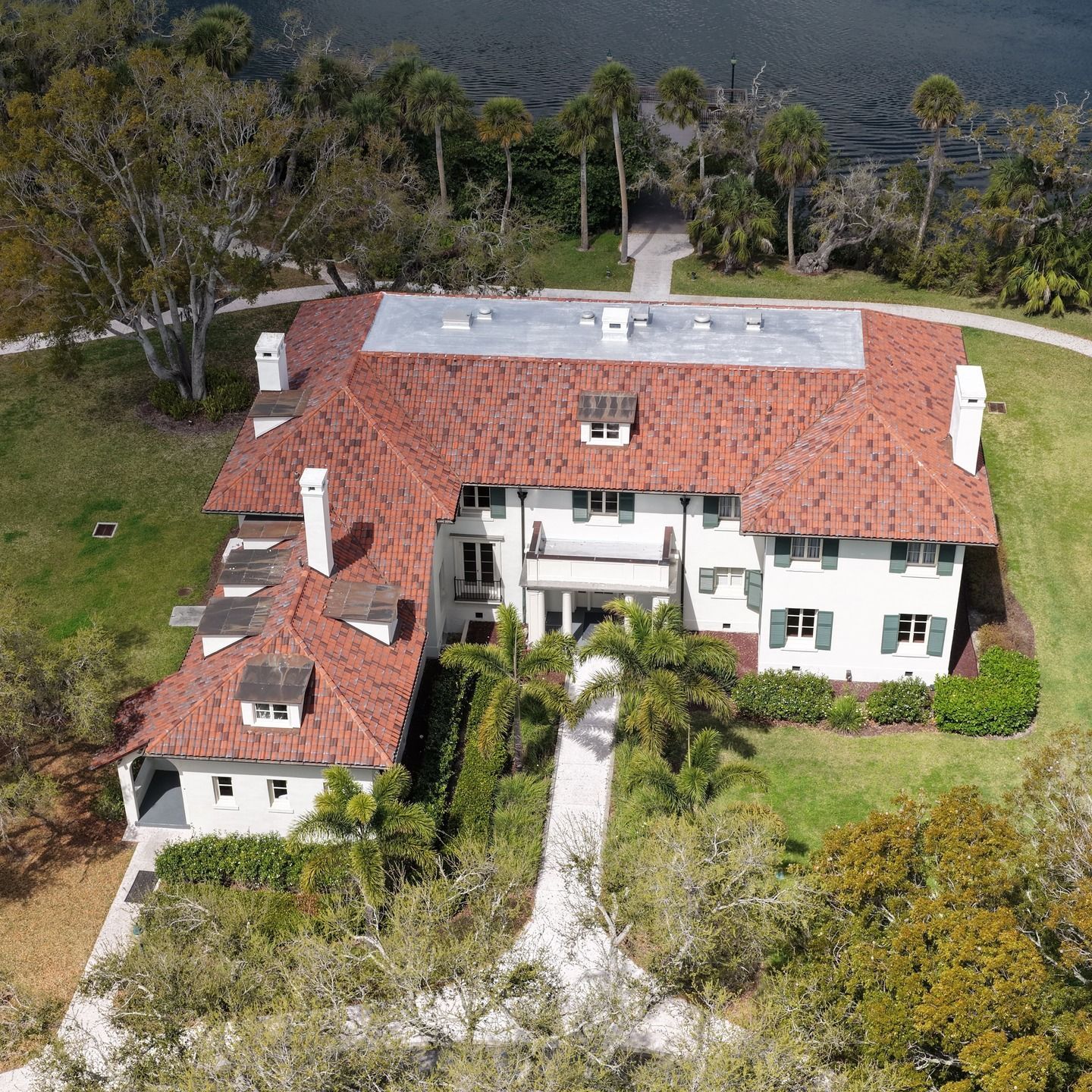 Aerial photograph of the Edson Keith Mansion and surrounding grounds