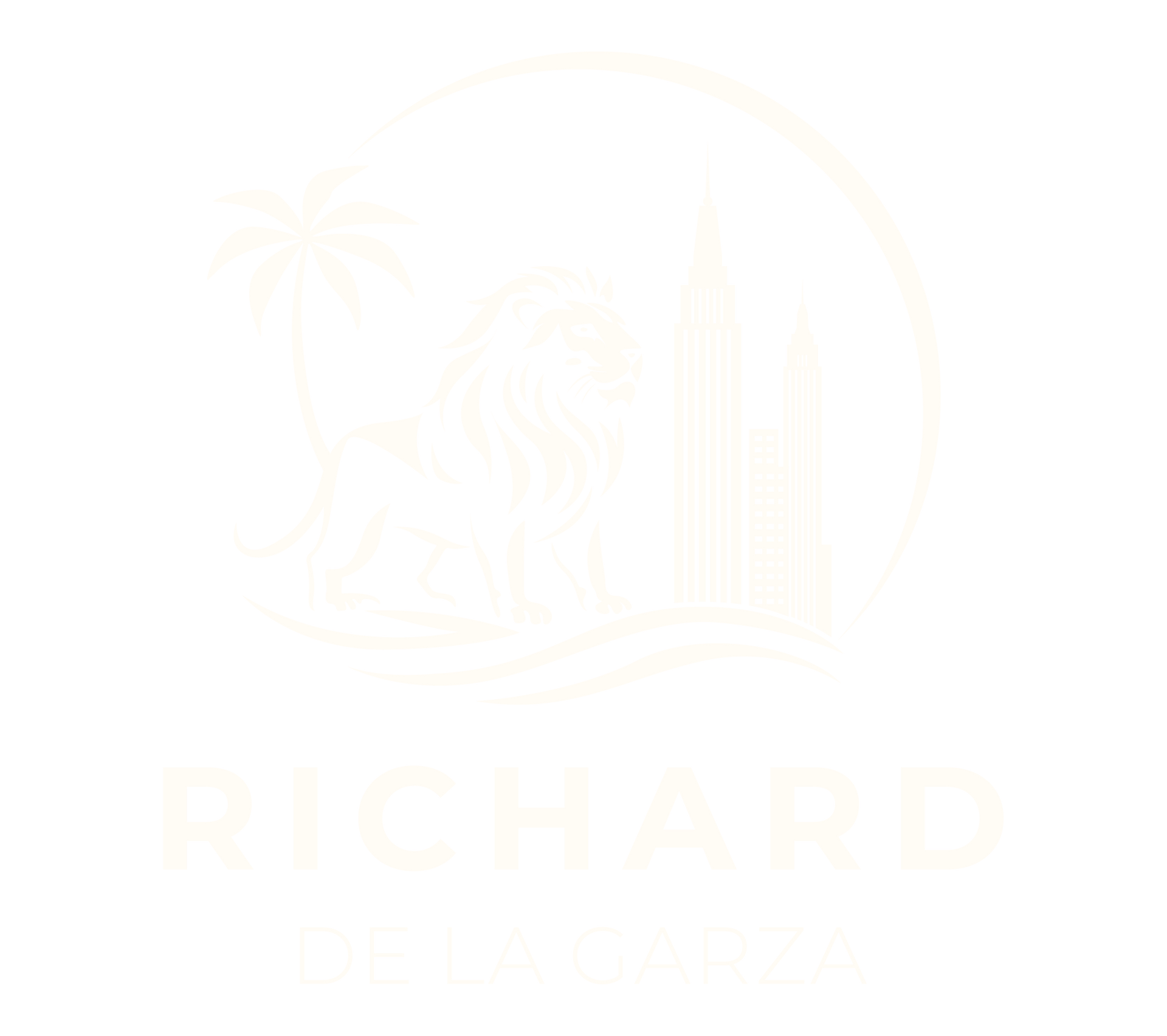 Faint gold logo with a stylized lion above the word &ldquo;RICHARD&rdquo; on a white background