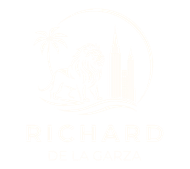 Faint gold logo with a stylized lion above the word “RICHARD” on a white background