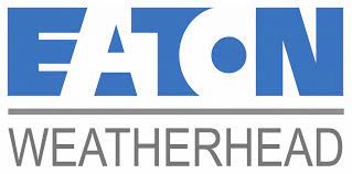 Logo of Eaton in blue, with the word Weatherhead in gray text underneath, separated by a thin horizontal line.