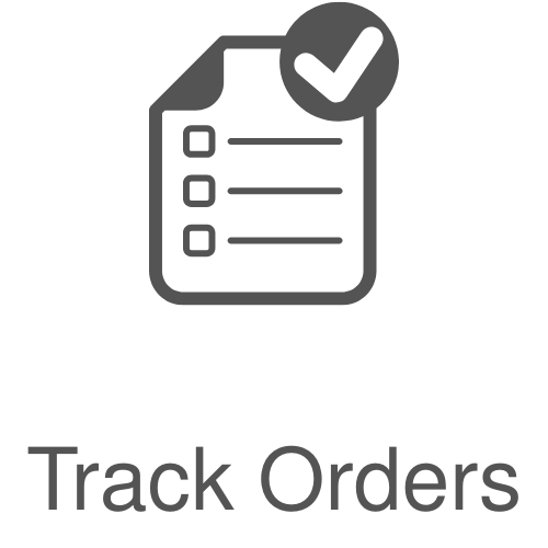 Track Orders icon: checklist document with checkmark and the text