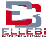 Logo per FLEBI Carpenteria Metallica in rosso, grigio e nero con lettere stilizzate sovrapposte