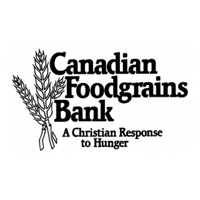 Logo for Canadian Foodgrains Bank: Text with wheat stalks;