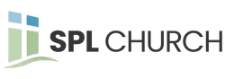 Logo for SPL Church, featuring a stylized cross and the church's name in bold letters.