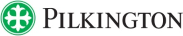 Pilkington logo with green circular emblem and black wordmark on white background