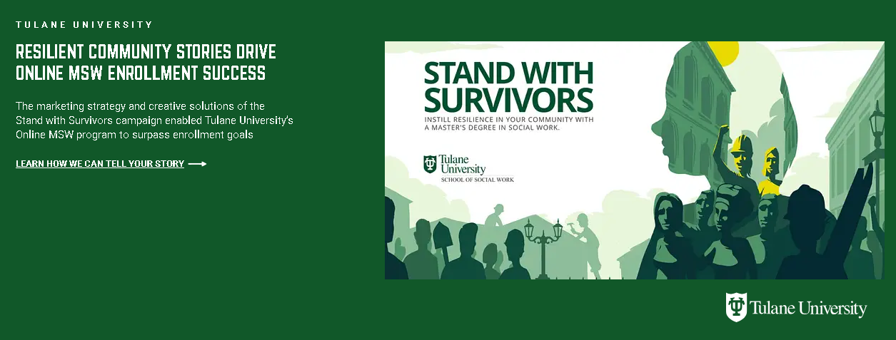 Stand with Survivors campaign creative for Tulane University School of Social Work