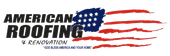 Logo for American Roofing & Renovation, featuring an American flag and text: