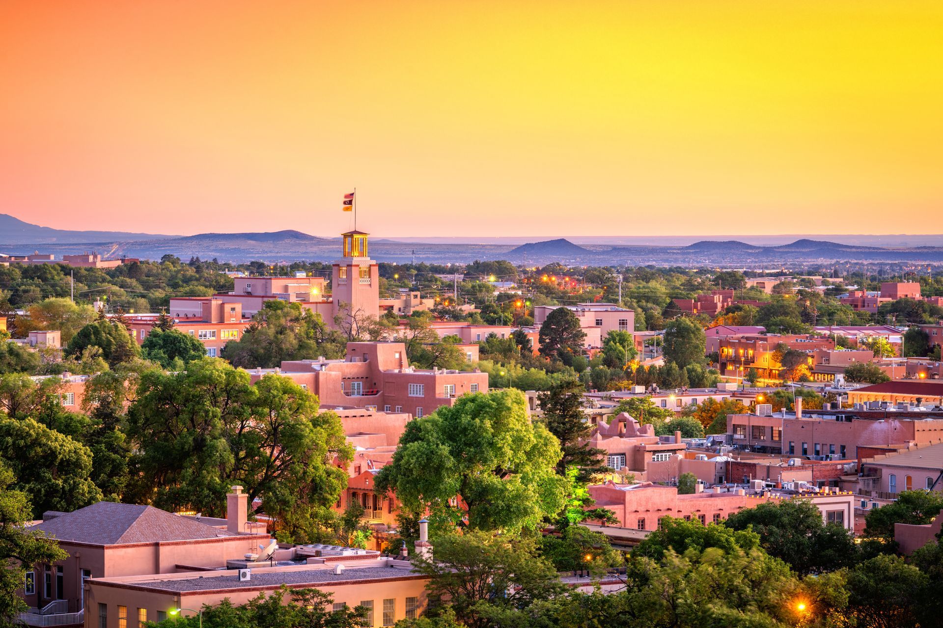 santa fe NM at sunset