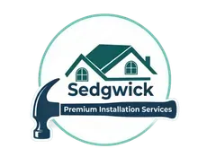 Sedgwick Premium Installation Services logo with house, circular outline, and hammer icon