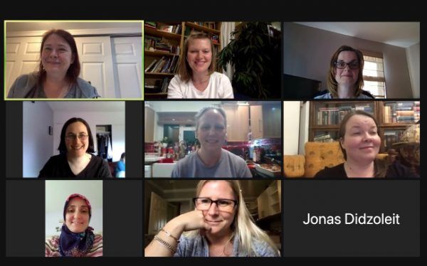 A group of women are on a video call with jonas didzoleit