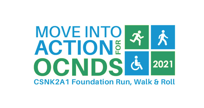 The logo for the move into action for ocnds foundation run , walk and roll