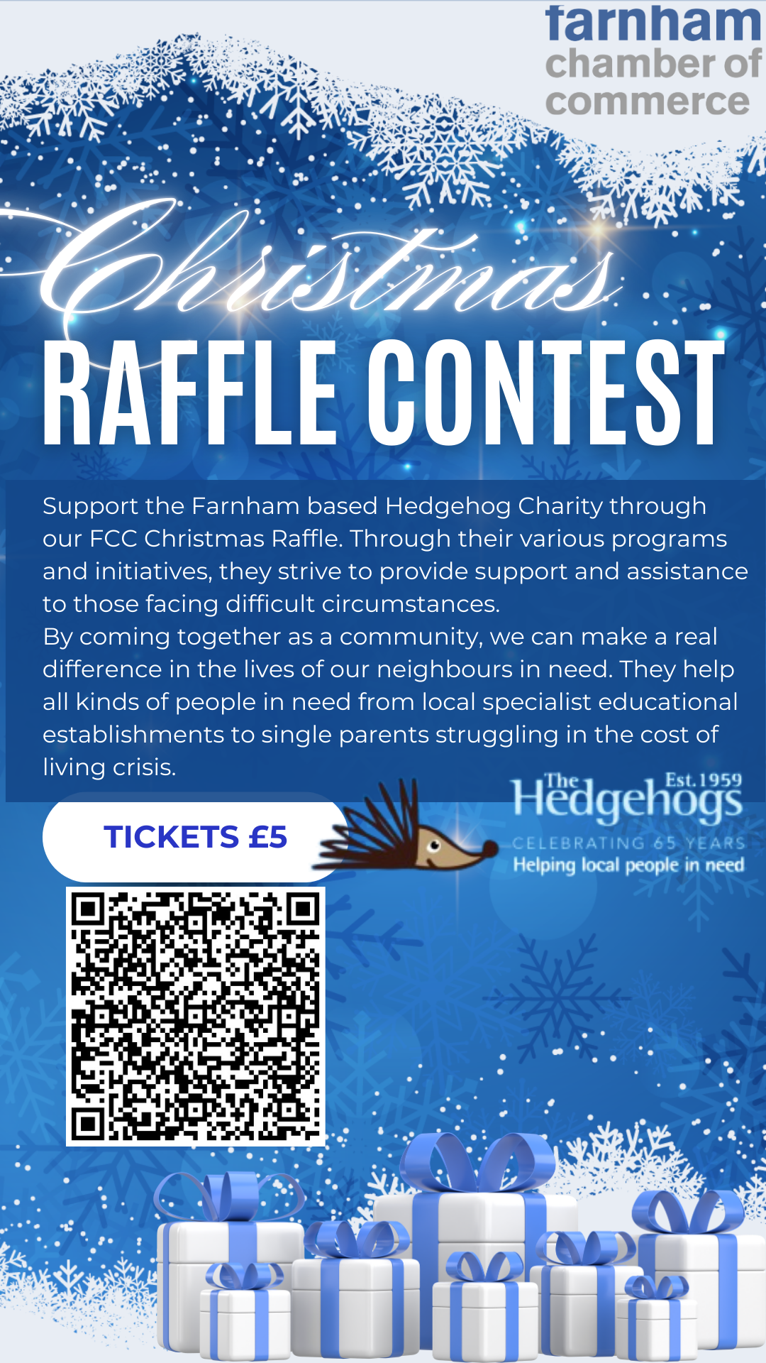 Christmas Raffle for Farnham Charity Hedgehogs