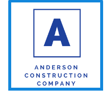 Anderson Construction Company logo with blue “A” in a square on a white background