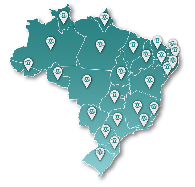 Um mapa do brasil com muitos alfinetes nele
