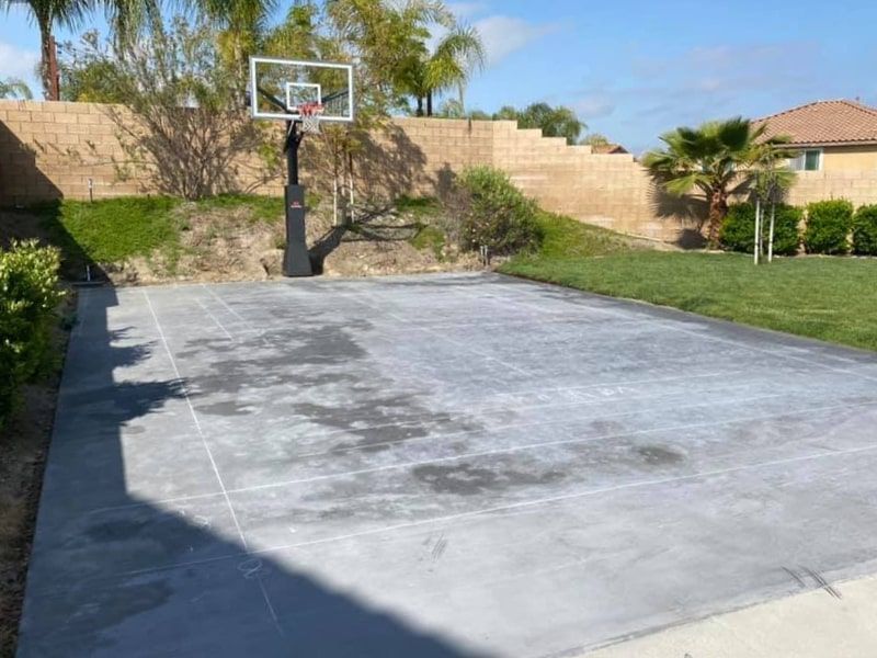 Before basketball court line striping