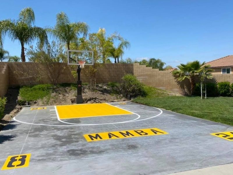 After basketball court line striping