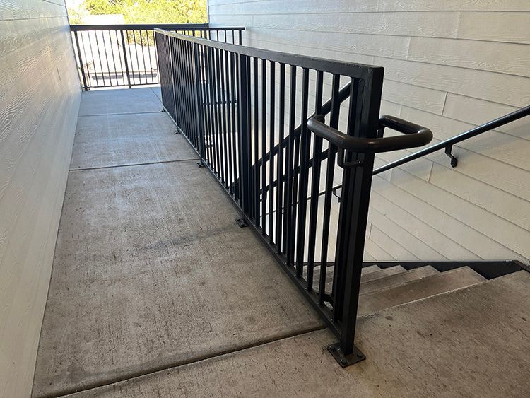 aluminum railings at landing and stair run