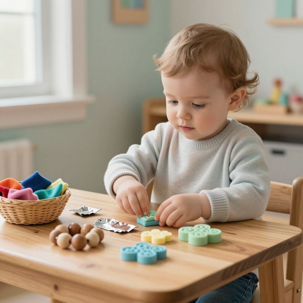Toddler sensory play with small parts and tools for fine motor skill development
