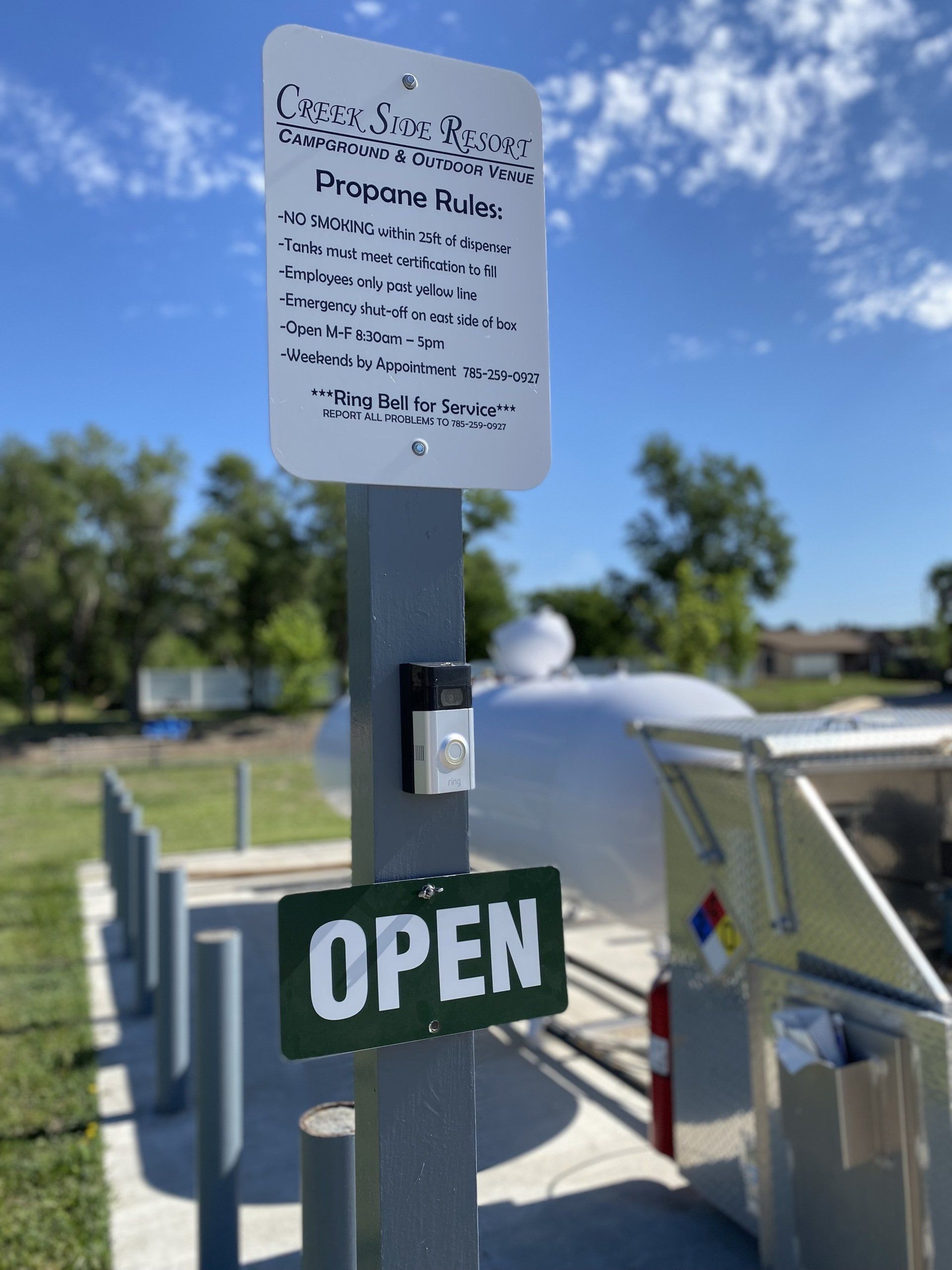 Propane service station at Creek Side Resort in Hays, KS