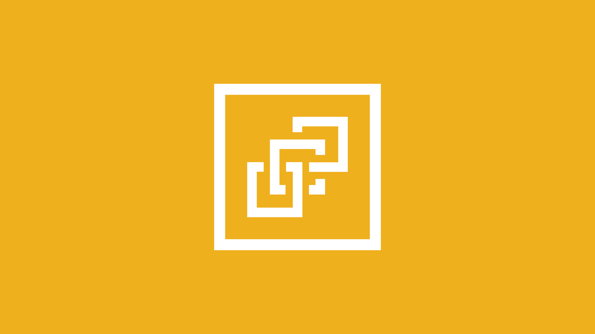 White interconnected squares within a larger square, all on a yellow background.
