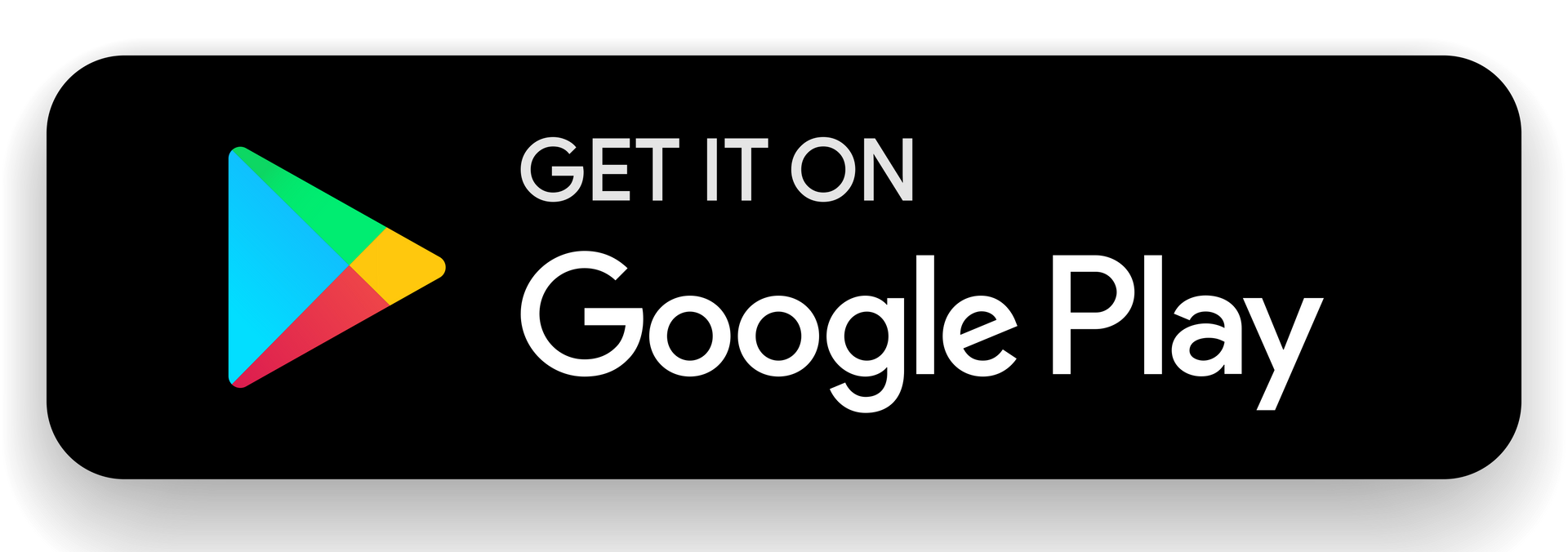 Get it on Google Play button, black rectangle, colorful triangle icon.