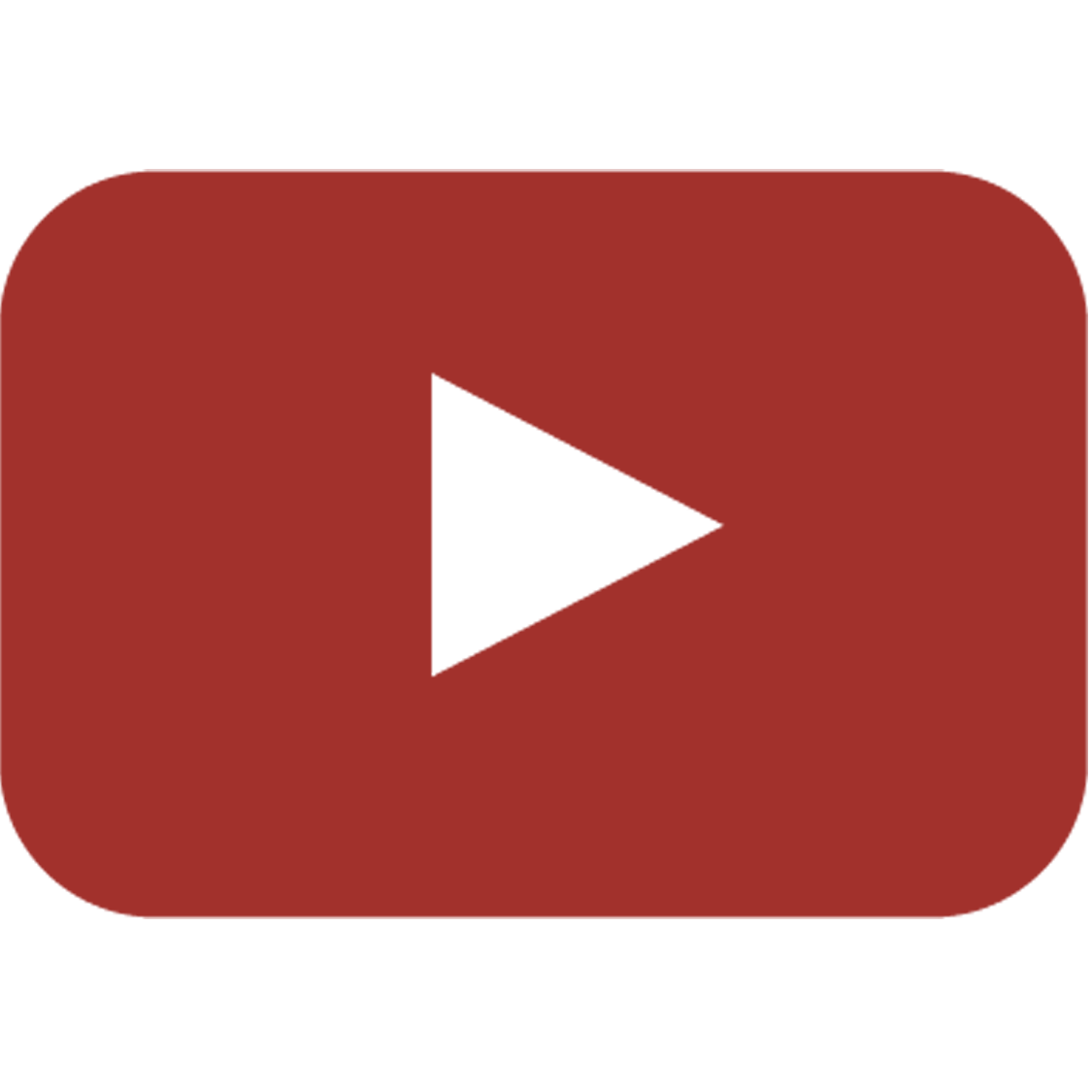 YouTube logo: red rectangle with rounded corners, white play button inside.