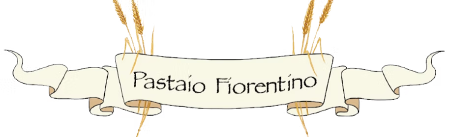 Logo con la scritta “Pastaio Florentino” su un nastro color crema con spighe di grano.